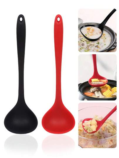 1 siliconen soeplepel, keukenlepel, antiaanbak menglepel, lepel met lange steel, salade menglepel, eetlepel, hittebestendige keukenlepel, klein keukenhulpmiddel, te gebruiken voor mengen, bakken, braden, proeven, koken en opmaken. Geschikt voor thuis, keuken, restaurant, feestjes, hotels, picknicks en andere gelegenheden. Kan in de vaatwasser gewassen worden. Geschikt als cadeau voor ouders, familie, vrienden, buren, collega's, kookliefhebbers, enz.