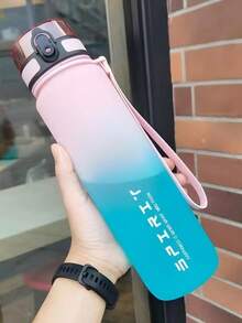 1pc 500ml Large Capacity Gradient Color Plastic Water Bottle, Ideal For Back To School, Outdoor Sports. This Gradient Color Plastic Water Bottle Is Suitable For Both Men And Women, Easy To Carry, With A Direct Drinking Design, Making It A Perfect Companion For Outdoor Activities, Going To School, And Fitness, As Well As A Must-Have Item For Summer Beach Vacations, And Also A Great Christmas Gift. - Multicolor - View 7