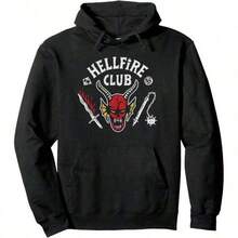 Stranger Things4 Hellfire Club Skull & Weapons Pullover Hoodie - Black - View 7