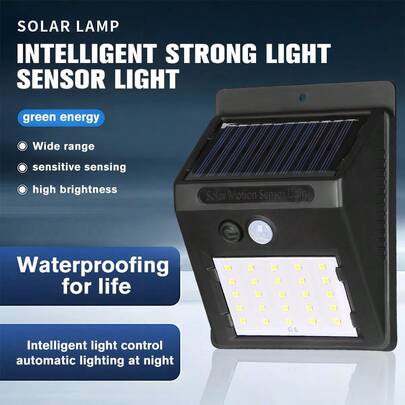 1pc LED Solar Motion Sensor Wall Light Outdoor Solar Powered Lights For Yard Garden Fence Garage Waterproof Street Lamp