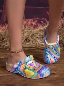 可调节宽松平底凉鞋，适合花园、休闲、旅行、海滩等场合，包头设计 - 彩色 - 查看 6