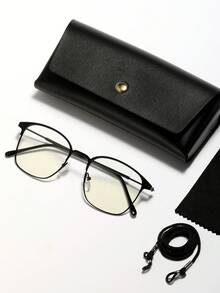 1pc Metal Fashion Glasses With Color Changing Feature (Comes With Glasses Box, Cloth, And Rope) Suitable For Driving, Outdoor Activities, Reading, And Multi-Purpose Use Casual Shades Accessories Beach Accessories Glasses Shades For Summer Beach Vacation,Outdoor,Travel - Black - View 5