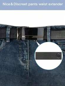 5件/2件套弹性腰带延长器，可调节腰带延长扣，腰带延长器，弹性可调节裤子延长器，裤子纽扣延长器，孕妇裤弹性纽扣，可调节纽扣延长器，适用于裤子和孕妇裤腰部延长 - 黑色 - 查看 8