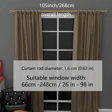 5/8英寸金属窗帘杆，配有装饰性透明水晶风格杆头，提供白色、黑色、金色、银色窗帘杆套装，可安装窗帘、薄纱、浴帘等。螺旋连接器可将长度从120厘米延长至379厘米，适用于26英寸至142英寸的窗户。安装简便，坚固耐用。这款窗帘杆适用于卧室、厨房、客厅、餐厅或办公室，风格现代优雅，视觉效果简洁美观！ - 彩色 - 查看 27