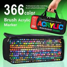 366/360/288/240/168/120/72/60/36/24/12 Colors Acrylic Marker Pens, Student Art Professional Drawing Soft Tip Markers, Compact Paper Stackable For DIY Coloring Books, Suitable For Glass, Stone, Waterproof Body Art, Christmas Gift - Multicolor - View 7