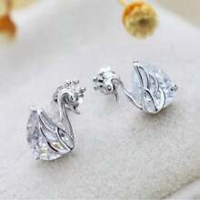 精致可爱的耳钉 - 銀色 - 查看 5