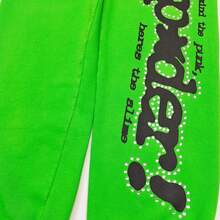 SP5DER Spider Worldwide Tracksuit Hoodie Set Cobweb Spider Style, Letter Print, Hip Hop Hoodie Pant Casual Track, Couple MatchingDesign, Designed For Both Men And Women - Quần xanh - Xem 7