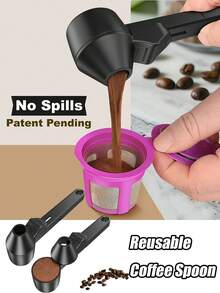 2 Tbsp Reusable Coffee Scoop Compatible With K-Cups, Includes Funnel For Ground Coffee, Protein Powder And Tea - Multicolor - View 8