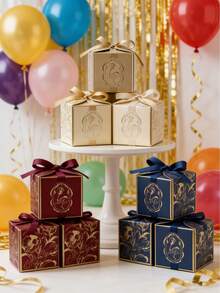 10 piezas/Paquete Caja de regalo para fiesta, Caja de regalo de boda, Caja de regalo de alta gama para dulces, galletas, adecuada para varios festivales - Multicolor - Ver 1