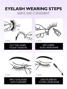 7 Pairs Mkhlina Handmade Half-Strip Eyelashes, Delicate Cat Eye Effect, Soft Black Band, 4/5 Outer Corner Lashes, Faux Mink False Eyelash Strips - 眼尾拉長款 - 查看 8