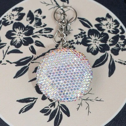 Luxury Rhinestone Decorated Pocket Watch Shaped Ashtray, Creative Design With Keychain, Mini Size Cigarette Ashtray, Smoking Accessory, Mini Portable Ashtray, High-Quality Pendant, Suitable For Car, Home, Office, Travel, Perfect Gift For Valentine's Day, Birthday, Holiday