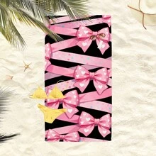 1 pieza Toalla de playa con lazo rosa, manta de playa extra grande de microfibra súper suave, toalla de baño súper absorbente, adecuada para viajes, piscina, buceo, surf, yoga, camping, disponible en varios tamaños, accesorios de playa para playa, piscina, viajes, camping, decoración de baño de yoga - A - Ver 7