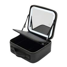 WUPYI2018 Kosmetische Tasche mit großem beleuchteten Spiegel Trennbare Make-up-Tasche Professionelle Make-up-Tasche mit Make-up-Spiegel Toilettentasche Organiser mit kosmetischem Spiegel für unterwegs - Schwarz - Übersicht 7