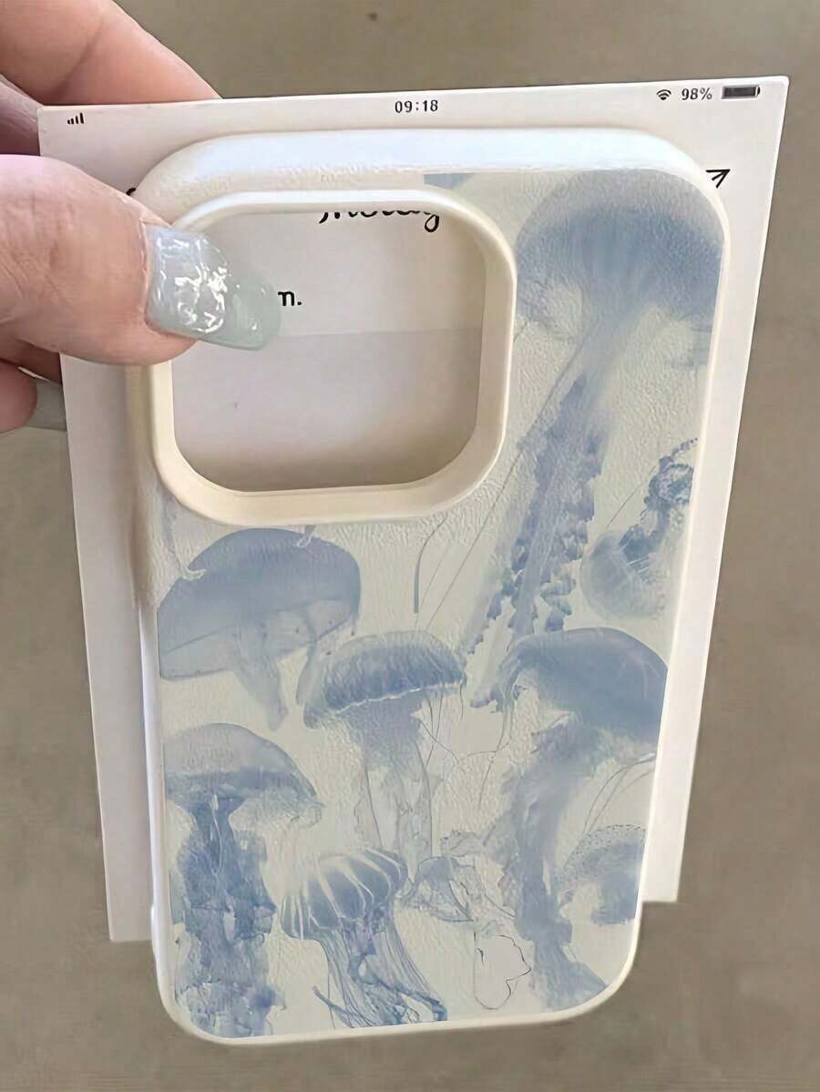 1pc Blue Seashell & Turtle Patchwork Design, Waterproof, Anti-Fingerprint, Anti-Scratch, Transparent, IMD, Soft, Glossy Phone Case Shockproof Anti-Fall - Kiểu 2 (1 cái) - Xem 1