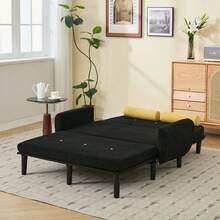 Sofas & Couches - Black + Corduroy + Foam + Iron + Plastic + 2 Seat + Foam-1 - View 7