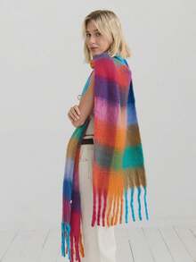 1 chiếc khăn choàng cổ cashmere giả kẻ caro cổ điển dành cho nữ, thời trang thu đông sang trọng, dày dặn và ấm áp, thích hợp cho các hoạt động ngoài trời hàng ngày, ngày tuyết rơi, đi bộ đường dài, hẹn hò và tụ tập vào mùa đông - Nhiều màu - Xem 19