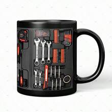 1pc 11oz Black Mechanic Toolbox Mug, Mechanic Coffee Cup, Auto Repair Gift, Perfect For Birthday, Party, Holiday, Christmas Gift - Multicolor - View 13
