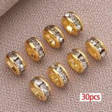 30颗18K镀金透明水晶水钻珠,直边法兰珠,金色扁平圆珠,圆片水晶金属珠,适用于DIY珠宝制作 - 彩色 - 查看 21