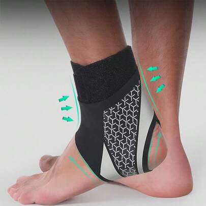 1pc Gray Ankle Support, Lightweight & Snug Fit, Unisex, Mild Material, Elastic Coating, Flat Seam, Sports & Fitness