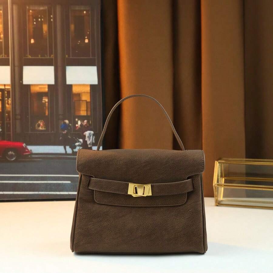 New Arrival College Style Women's Handbag, High-End Niche Design Matte Small Tote Bag - Coffee - View 1