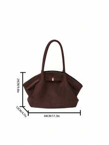 Dedoo 1pc Faux Suede Tote Bag, Large Capacity Solid Color Mature Elegant Ladies Handbag, Retro Style Work Bag, Suitable For Girls, Women, College Students, Office Workers - 棕色 - 查看 6