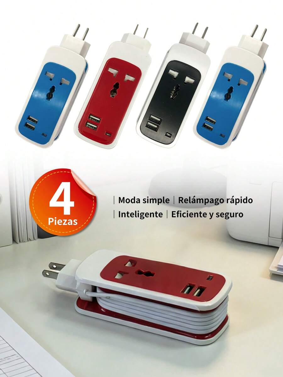 Power Strip, Outlet Extender, Power Strip 3 In 1 Socket, Portable Socket, 2 USB And 1 Socket, 110V, 750W, For Office, Bedside, Travel - 查看 1