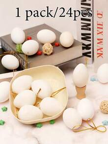24 quả trứng Phục Sinh màu trắng tự làm để tô vẽ và trang trí, đồ trang trí Phục Sinh bằng nhựa có dây treo dùng để trang trí nhà cửa, tiệc tùng, quà tặng thủ công mỹ nghệ. - Nhiều màu - Xem 8