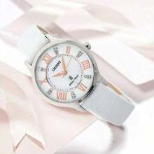 Orient 女士优雅水晶水钻石英模拟手表，休闲防水银色表壳，女士礼物 - 白色 - 查看 3