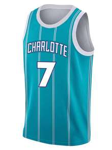 Men's Embroidered Basketball Jersey 7 Green Casual Sleeveless Vest V-Neck T-Shirt Party Sports Top - Green - View 2