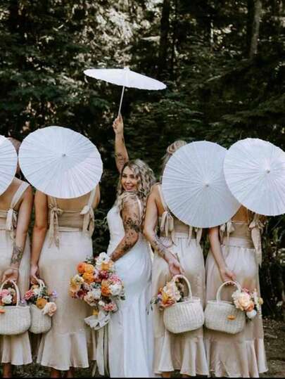 Handmade Traditional Wedding Umbrella, Elegant Bridal Photography Prop And Party Decor, Available In 30cm/40cm/60cm Diameter, No Power Source Required