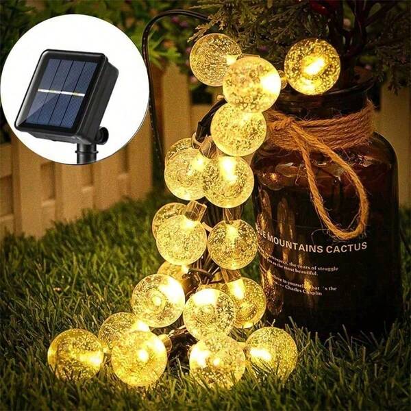 1PCS Solar String Lights Outdoor 210 Led Crystal Globe Lights With 8 Modes Waterproof Solar Powered Patio Light For Garden