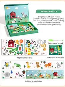 Caja temática 5 en 1: Rompecabezas magnético para niños | Juguete de viaje portátil | Juego de mesa familiar | Herramienta educativa preescolar | Bordes redondeados | Cultiva el enfoque y la coordinación mano-ojo, regalo de juguete exquisito - Rompecabezas - Ver 16