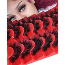 Strip Lashes That Look Like Lash Clusters 12-20mm 80D Volume False Eyelashes Wispy Soft Curly Eye Lashes 7 Pairs Waterproof Faux Mink Lashes Big Personality Red Box Lashes - 紅盒睫毛纖細 - 查看 7