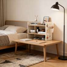 Metal Office Desk With Storage Shelves - Compact Multi-Tier Shelving Ideal For Office Supplies, Books, And Decorative Items - Rectangular Design With Minimalist Aesthetic - 洞洞板置物架單層白色+木紋色 - 查看 2