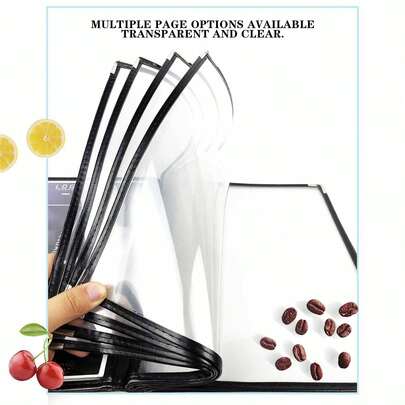1PC A4 Leather Transparent File Folder Menu Photo Document Award Display Book, Transparent PVC Recipe Binder, Restaurant Menu Binder, Restaurant Cashier File Folder, Restaurant And Kitchen Organization Supplies, Household Kitchen Supplies