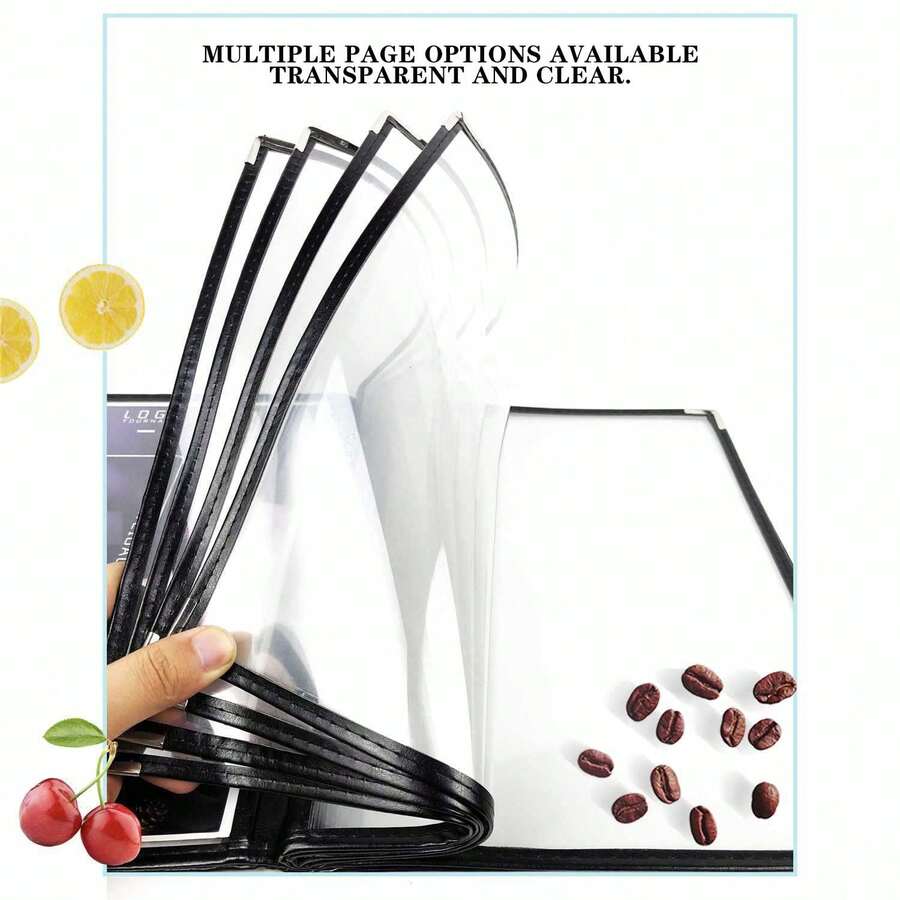 1 pieza Carpeta de archivo transparente de cuero tamaño A4 para menú, foto, documento y premiación, Carpeta transparente de PVC para recetas, Carpeta de menú de restaurante, Carpeta de caja registradora de restaurante, Suministros de organización de restaurante y cocina, Suministros de cocina para el hogar - Multicolor - Ver 1