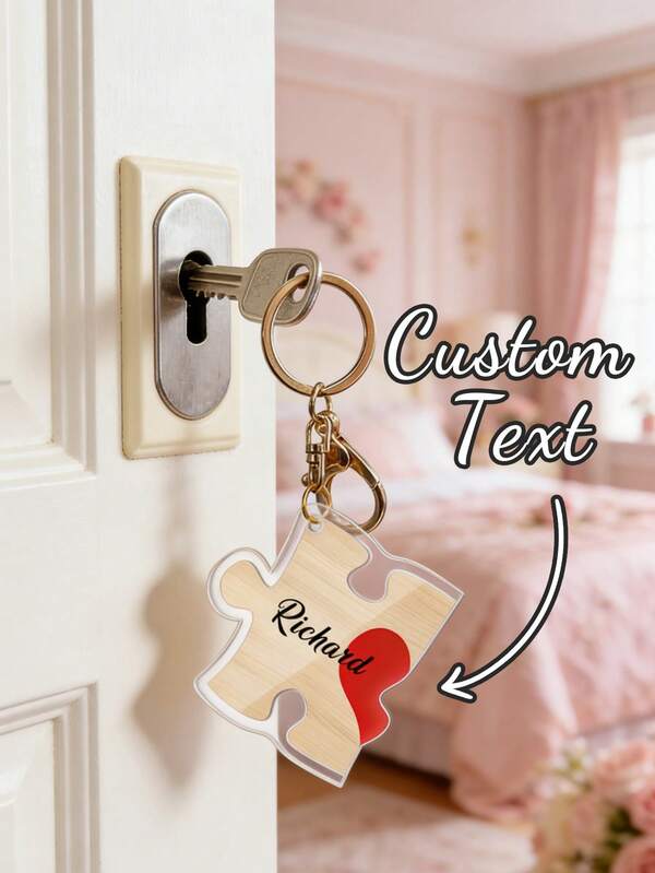 2 Pieces Personalized Jigsaw Puzzle Keychains, Decorated With Acrylic Pieces Featuring Both Partners' Names. (One Pair Per Set) They Fit Together Perfectly Like Jigsaw Puzzle Pieces To Form A Complete Red Heart. Each Puzzle Piece Is Printed With Your Names. Made Of High-Quality, Scratch-Resistant, Wear-Resistant, And Fade-Resistant Acrylic, These Keychains Are Suitable For Hanging On Keys, Bags, Or Zippers. They Are The Ideal Choice For Anniversaries, Or As A "Just Want To Give" Surprise.