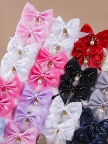 8pcs/Set Girls Multicolor Pearl & Rhinestone Decor Hairclips, Mesh Bow, Side Bangs, Minimalist Fringe Clips, Sweet & Versatile Hair Accessories, Suitable For Daily Use & Back To School - Multicolor - View 5