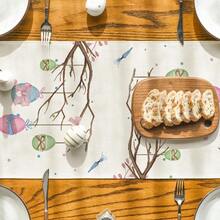 1pc Plaid Rabbit, Eggs, Carrot Easter Table Runner, Spring Kitchen Dining Table Decor, Home Party Decoration - Beige - View 4