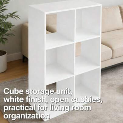 6-Cube White Storage Organizer, Stackable & Modular Cube Shelf - Ideal For Closet, Bedroom, Living Room & Office Organizatio