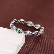 1pc Minimalist Figure 8 Shape Design Cubic Zirconia Inlaid Women Fashion Ring - Multicolor - View 4