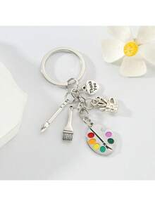 1개 여성 새로운 미술 학생 기념품 보석 세트, 레터 모양의 드로잉 보드, 컬러 팔레트, 페인트 브러시, 하트 모양의 펜 홀더 포함, 졸업 시즌, 스승의 날, 추수 감사절 키체인, 친구에게 배낭 선물 및 기념 선물로 적합합니다. 자동차 액세서리 가방 참 학교 귀여운 고스 Y2k 가방 액세서리 끈 (ID 홀더 포함) 자동차 액세서리 가방 참 - 실버 - 보기 3