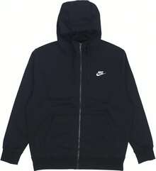 Nike Sportswear ClubFleece Embroidered Logo Solid Color Hooded Zip-Up Jacket/Sweatshirt For Men - Black - View 14