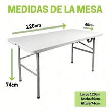 Mesa plegable de plástico, blanca - Negro - Ver 1