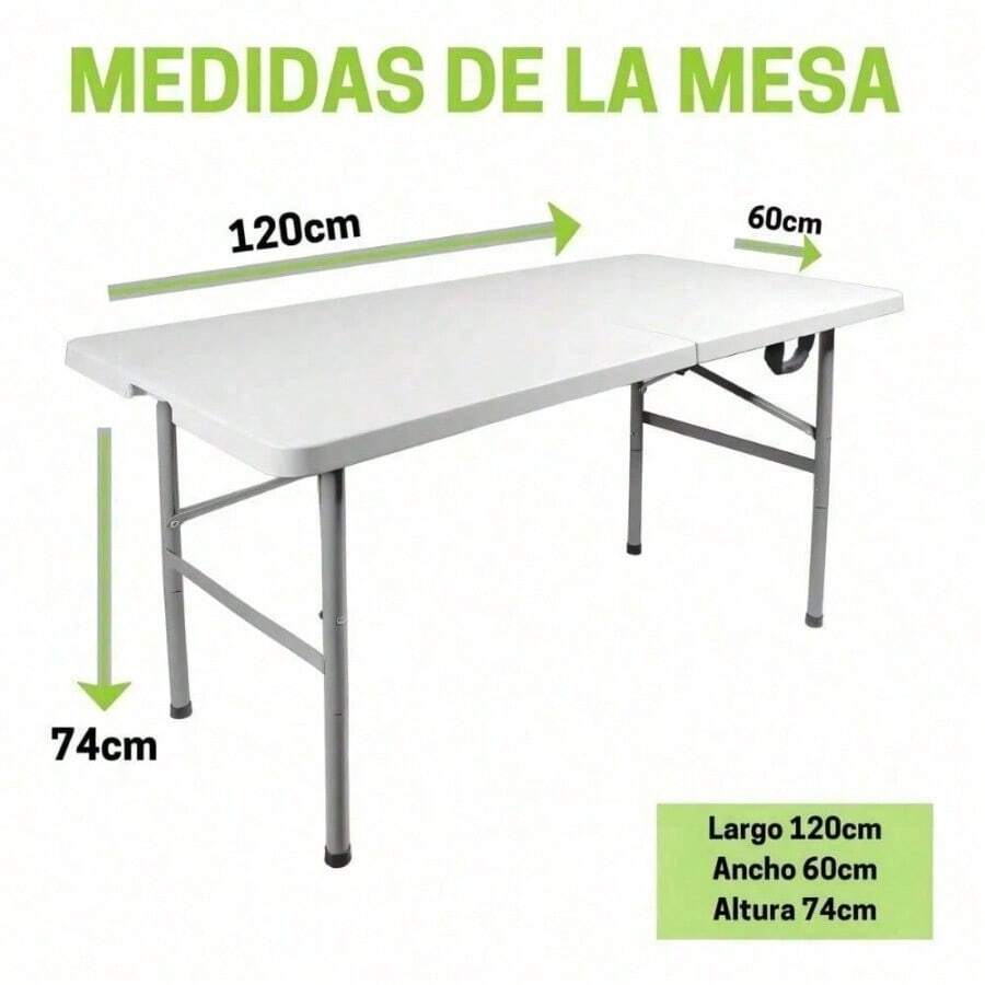 Mesa plegable de plástico, blanca - Negro - Ver 1