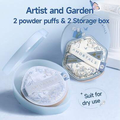 Amortals Bộ 2 bông mút trang điểm + 2 hộp đựng, dụng cụ trang điểm thuộc dòng Artistic Garden, bông mút hình lục giác dày dặn màu xanh nhạt hình kẹo bông, nhỏ gọn, thích hợp cho người mới bắt đầu, chuyên gia trang điểm, quà tặng, hẹn hò, đám cưới, Giáng sinh, Halloween, Lễ Tạ ơn, tốt nghiệp, sinh nhật, ngày lễ, Y2K, thương hiệu, trang điểm, làm đẹp, tiệc tùng, bãi biển, du lịch, cắm trại, trường học, lễ kỷ niệm, trang trí, cosplay cô gái hoa hồng, mỹ phẩm cao cấp, quà tặng, du lịch, đồ rẻ tiền, đồ dùng cần thiết khi đi du lịch.
