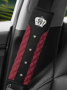 Car Seat Belt Shoulder Cover Advanced Texture Diamond Crown Seat Belt Protective Cover Universal Explosions - A - View 4