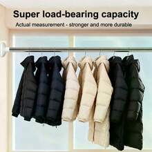 Barra de cortina de ducha y secado multifuncional telescópica ajustable de acero inoxidable sin perforaciones gruesas con antideslizante sin taladro J3BG - A4 - Ver 1