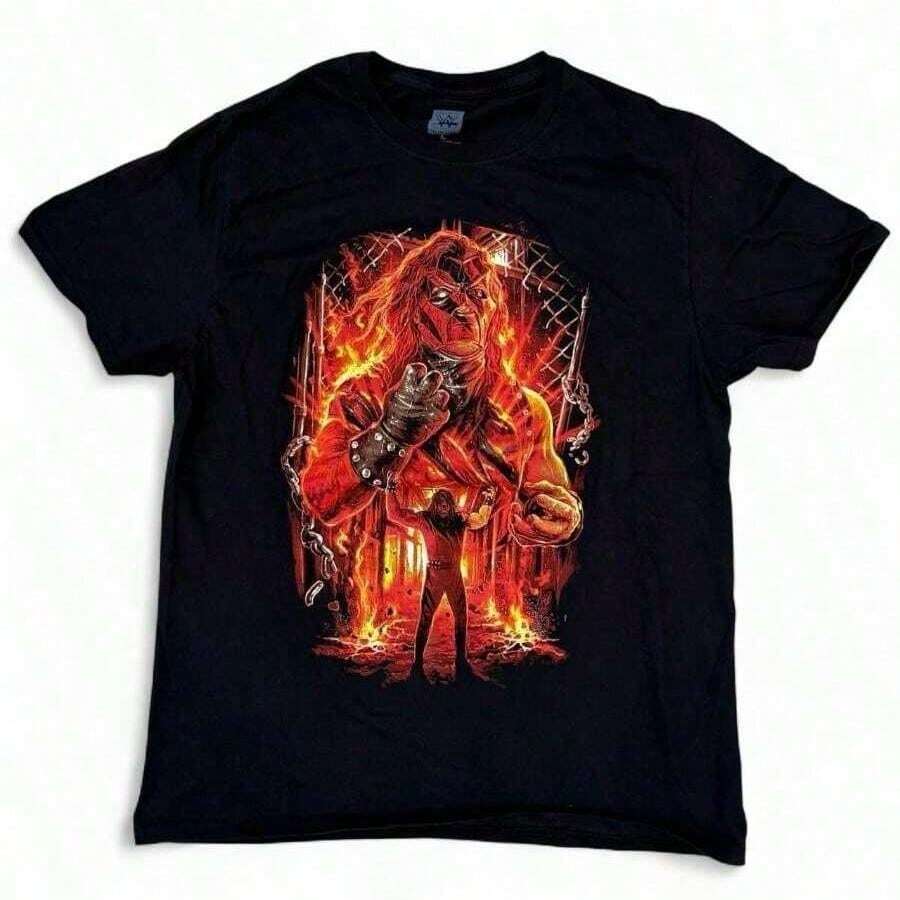 WWE Kane Black Graphic Tee Size Large Short Sleeved Wrestling T-Shirt - màu đen - Xem 1