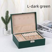 1 Peça Caixa de Armazenamento de Brincos em Couro PU à Prova d'Água, Organizador de Joias Portátil de Camada Dupla para Anéis, Brincos, Colares, Pulseiras, Caixa Protetora de Joias à Prova de Poeira e Oxidação, Presente para Namorada, Mãe, Volta às Aulas - Multicolorido - Visão 10